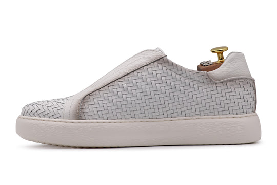 Zapatillas slip-on de piel tejida