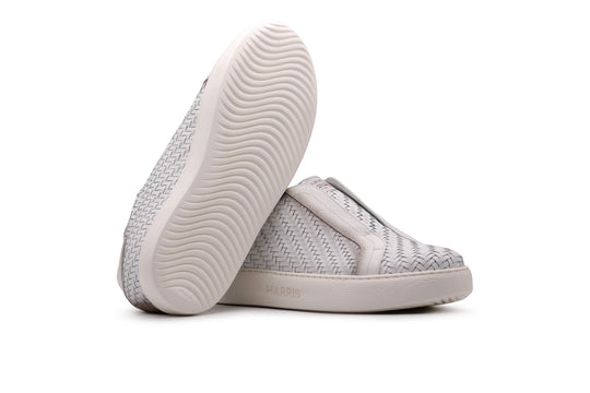 Zapatillas slip-on de piel tejida
