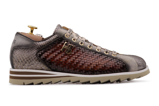 Sneakers aus gewebtem Leder und Python