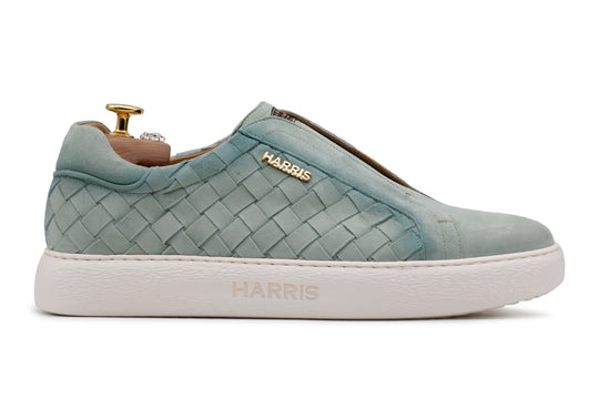Sneakers slipon in pelle intrecciata
