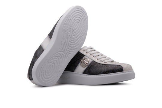 Sneakers in pelle di pitone e suola a cassetta