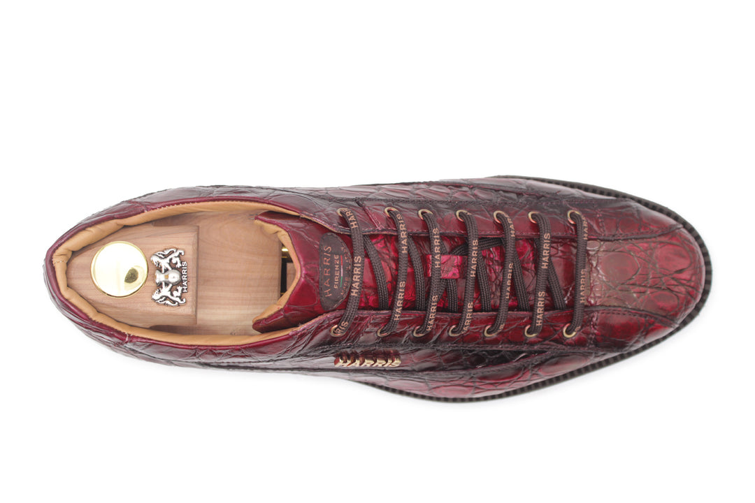 Sneakers in alligatore dipinto a mano Rosso