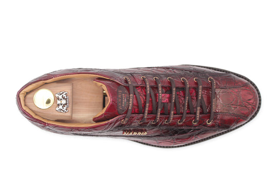 Sneakers in alligatore dipinto a mano Rosso
