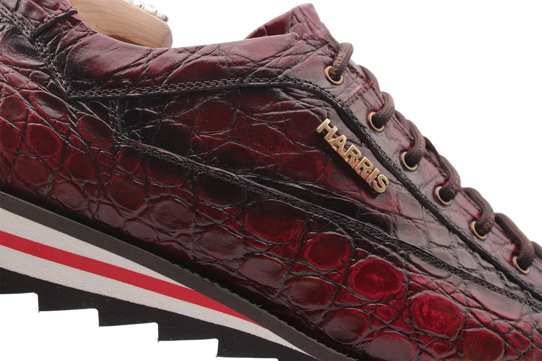 Sneakers in alligatore dipinto a mano Rosso
