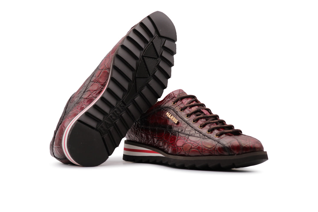 Sneakers in alligatore dipinto a mano Rosso