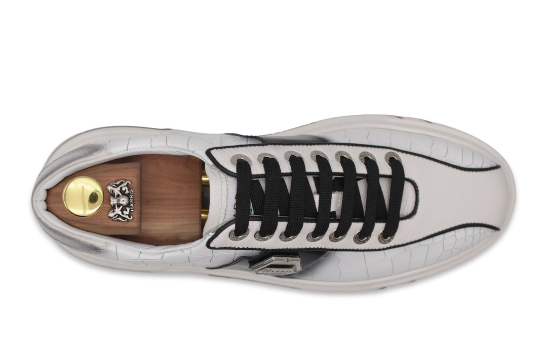 Sneakers in pelle effetto coccodrillo