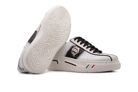 Sneakers in pelle effetto coccodrillo