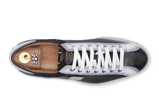 Sneakers in pelle stampata con dettagli in suede Nera