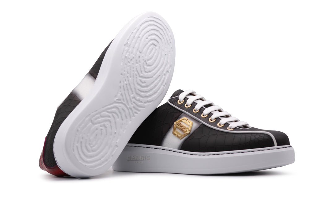 Sneakers in pelle gommata effetto coccodrillo
