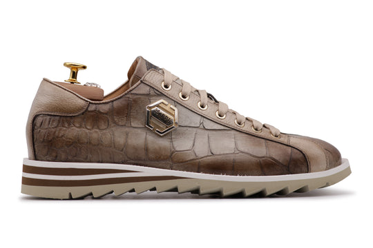 Sneakers in pelle stampata effetto coccodrillo Himalaya
