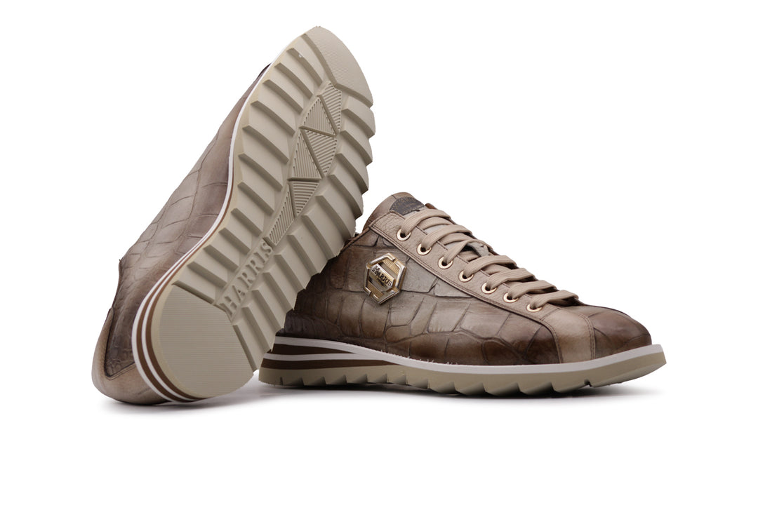 Sneakers in pelle stampata effetto coccodrillo Himalaya