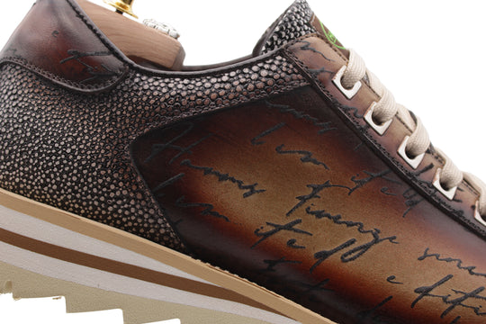 Sneakers in pelle dipinta a mano Signature