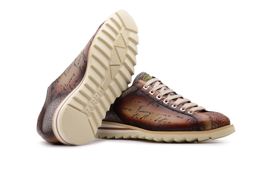 Sneakers in pelle dipinta a mano Signature