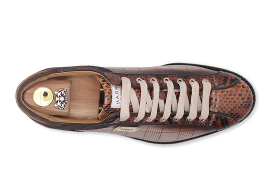 2817 Sneakers aus Tweed und Python – Braun