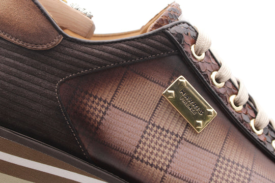 2817 Sneakers aus Tweed und Python – Braun