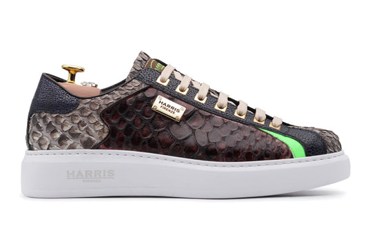 Leather and python sneakers