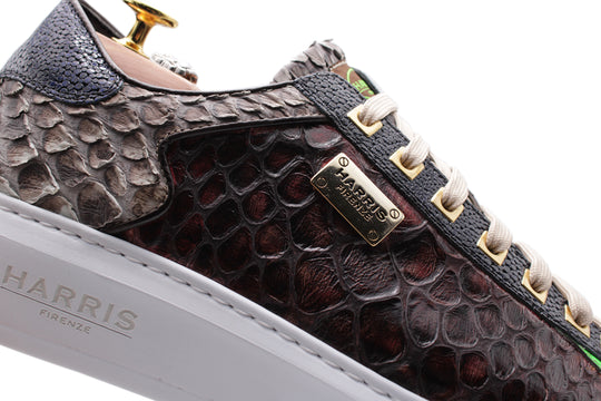 Leather and python sneakers