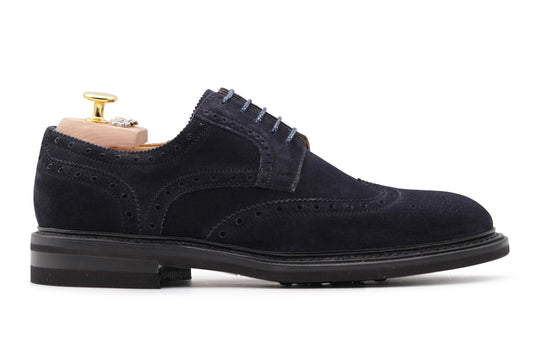 Derby in suede con dettagli brague