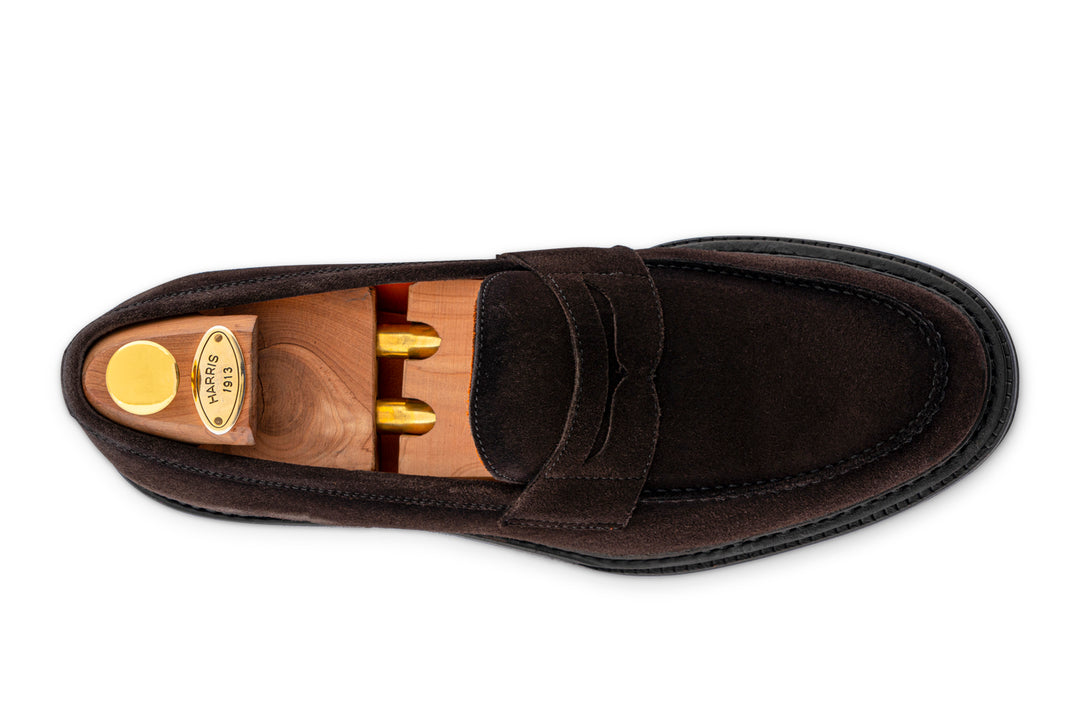 Mocassino in suede sfumato a mano